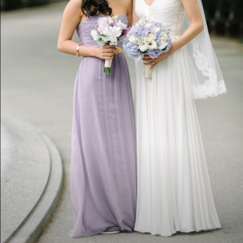 Lavender Amsale Strapless Chiffon Gown